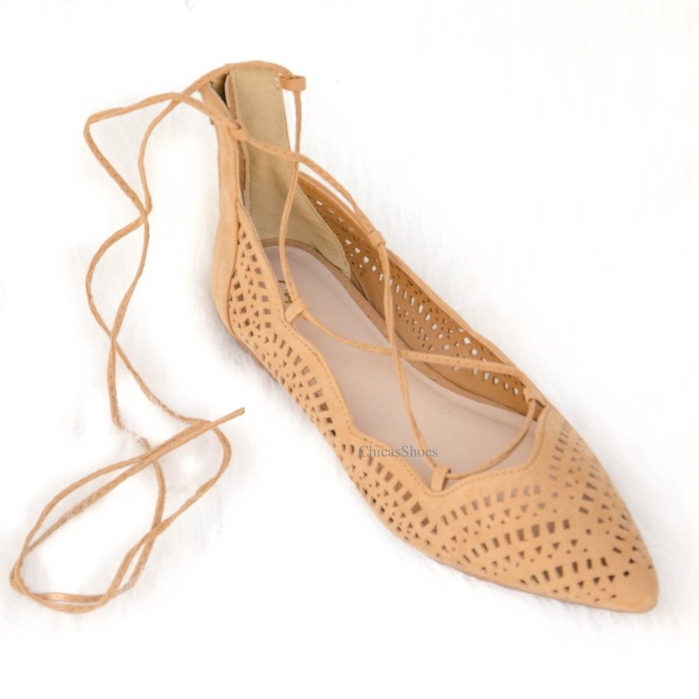 New Toffee  Flats Lace Up Pointy Toe Flat Shoes - Picture 2 of 2